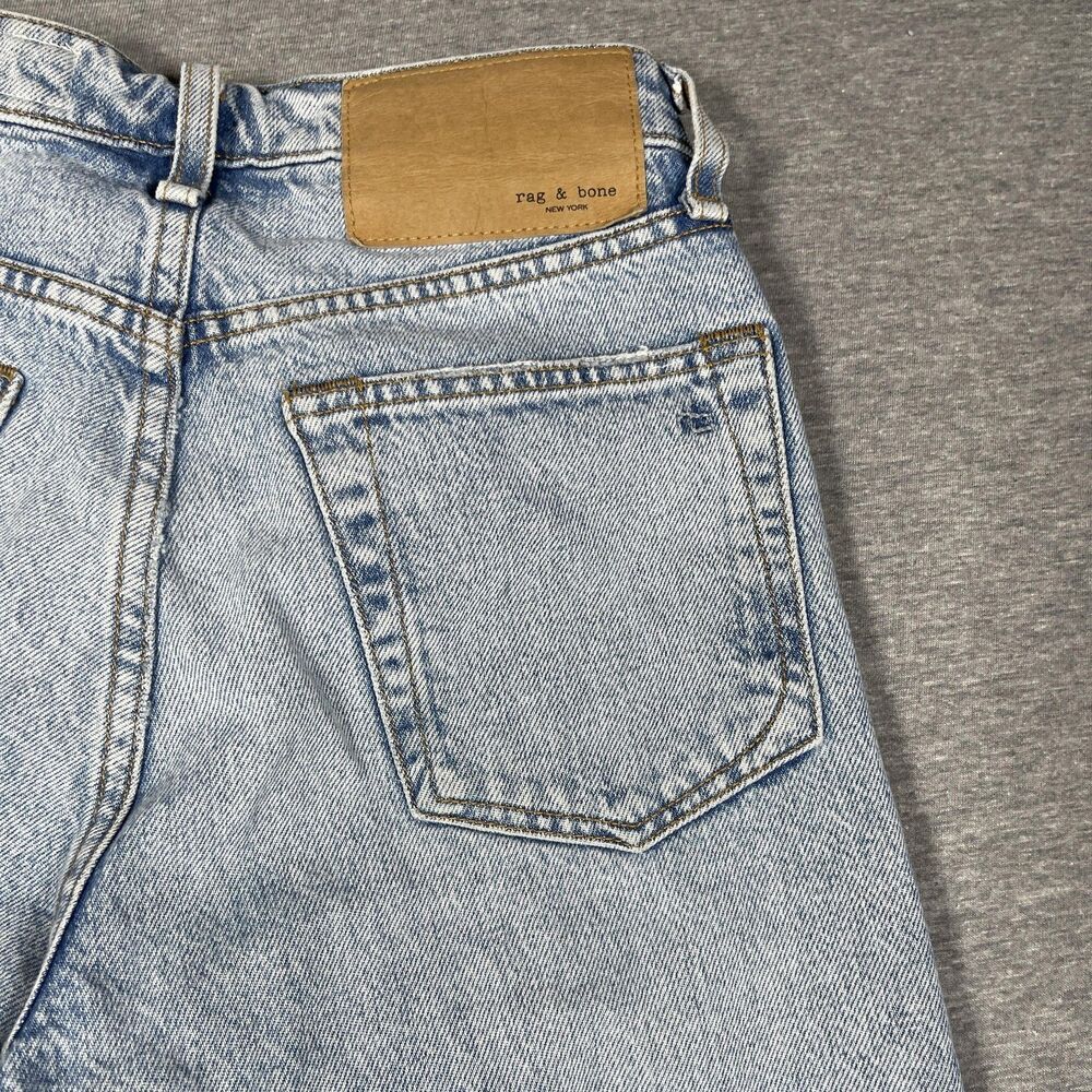 Rag & Bone Wide-Leg Jeans Womens 24 Light Wash High Rise Fringe Distressed Baggy - Picture 11 of 12